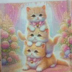 猫ちゃん　みんないっしょ！　パネル生地６枚
