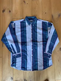 CHAPS Ralph Lauren USA製 ストライプボタンダウンシャツ L