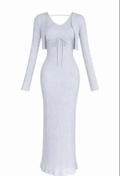 yilon FRONT RIBBONMERMAID DRESS BLUEGLAY - メルカリ