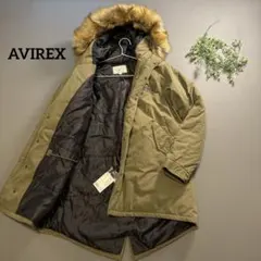 【新品タグ付✨USA製】AVIREX モッズコート ファー 中綿 カーキ L
