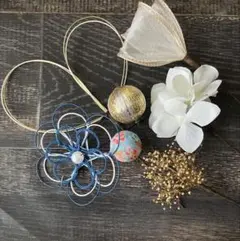 髪飾り　結婚式　成人式　卒業式　ウェディング　袴　和装　七五三　青ヘアパーツ