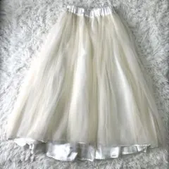 極美品✨GIRL ボリュームチュールフレアスカート ロング 結婚式 ウェディングのサムネイル