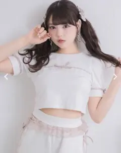 ROJITA ボリューム袖レースデザインTシャツ
