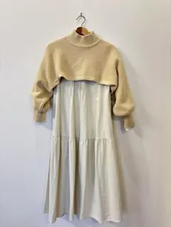 BEAMS HEART / ニット レイヤード ワンピース ドレス