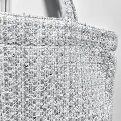 【美品】soleile ソレイル ツイードバッグventi ホワイト シルバー