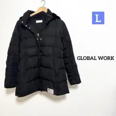 GLOBAL WORK ブラックダウンジャケット フード付き