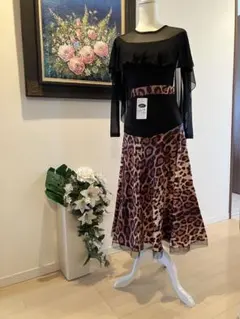 ヒョウ柄ダンス衣装 セットアップフリル付き