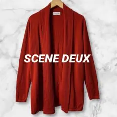 Se50＊セーヌドゥー 薄手 カーディガン ウール100% 羽織り 赤 M