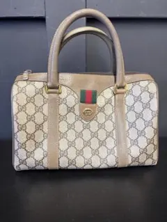 希少✨【グッチ】ミニボストンバッグ GG柄 シェリーライン PVC ブラウン