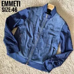 美品✨EMMETI エンメティ 異素材スウェードレザージャケット ネイビー 46