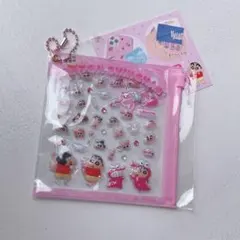 クレヨンしんちゃん　デコパーツ　デコぱーつ ピンク　ぷっくり シール