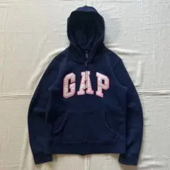 旧タグ GAP 短丈ジップパーカー ラメデカロゴ スパンコール Y2K平成ギャル