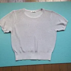 GU グレー 半袖ニット Mサイズ