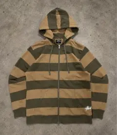 00s STUSSY AUTHENTIC ボーダー ZIP HOODIE