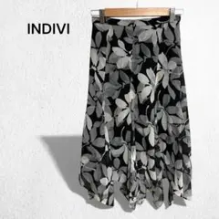 インディヴィ フレアスカート ミモレ 花柄 アシンメトリー 日本製 上品 38
