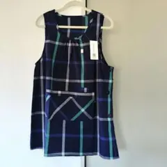 チェック柄　　エプロン　大人用　保育士　介護士　M-L