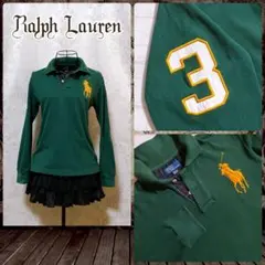 ラルフローレン ポロシャツ 長袖 緑 黄 ビッグポニー 平成ギャル y2k