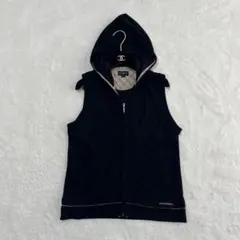 バーバリーゴルフ ノースリーブパーカー フーディ フルジップノバチェック 黒 Mのサムネイル