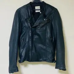 STUDIOUS ブラック ダブルライダースジャケット　ラムレザー