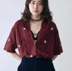 tyn.TGOR／トゴール 新品未使用 花柄 刺繍 半袖 ニット カーディガン