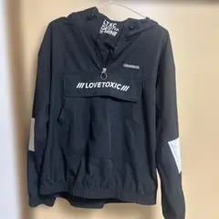 lovetoxic フード付き ハーフジップ ナイロンジャケット 黒　160cm