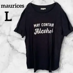 良品 トップス Tシャツ 【L】半袖ブラック カットソー ストレッチ 黒 古着