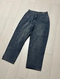 ライトブルーデニム ワイドパンツ ウエスト調節フック付き