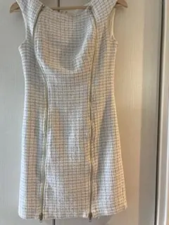 ホワイト ツイード タイトドレス