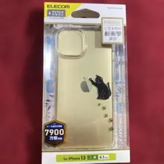 ELECOM iPhone 13 ハイブリッドケース 黒猫