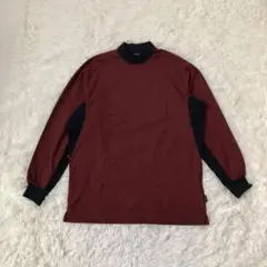 イグニオ　長袖Tシャツ　ハイネック　ストライプ　スポーツ　ゴルフ　ロンT 綿混M