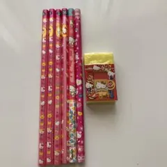 ハローキティ　鉛筆消しゴムセット　レトロ サンリオ
