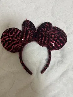 ミニーマウス風 赤いスパンコールカチューシャ
