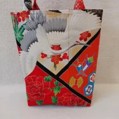 着物リメイク トートバッグ 和柄 鶴 花柄