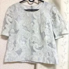 ペイズリー柄 シアーブラウス 半袖