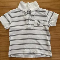 ★美品　ホワイト/グレー ストライプ ポロシャツ　3A