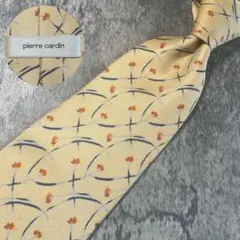 AN031 pierre cardin 花柄 ベージュ シルク ネクタイ