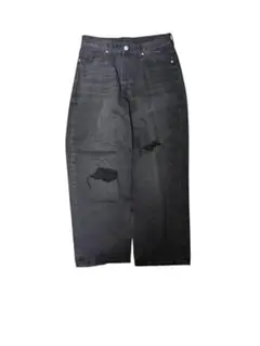 H&M バギーデニム 黒 ブラック ダメージ