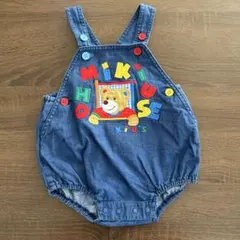  ミキハウス　85cm デニムオーバーオール　ロンパース　ダルマオール