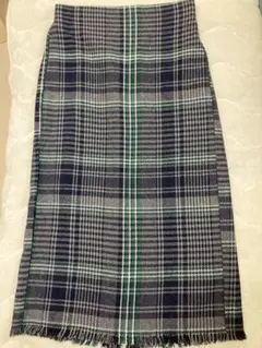 ネイビーグリーンチェックタイトスカート