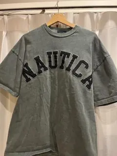 NAUTICA グリーングレー ロゴ Tシャツ