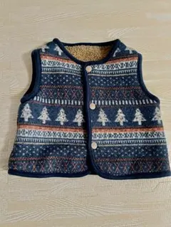 ノルディック柄　ベビーベスト　リバーシブル　70センチ