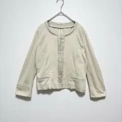 ROPE' ノーカラー　ジャケット アイボリー 日本製　羽織　オフィス　お呼ばれのサムネイル