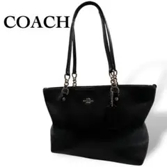 極美品 COACH トートバッグ チャーム付 肩掛け レザー BLACK