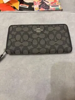 COACH コーチ シグネチャー ブラックスモーク長財布 取り外し可