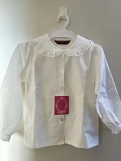 女の子　襟付き　長袖ブラウス　110 ホワイト　キャサリンコテージ