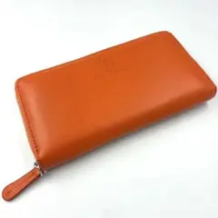 新品同様】芦屋ダイヤモンド　長財布　ラウンドファスナー　オレンジ　本革