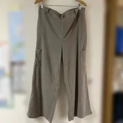 大きいサイズXXXL ゆったりワイドパンツ グレー ウエストゴム