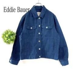 【美品】エディーバウアー【Ｍ】リネンジャケット　麻　デニム風　Gジャン