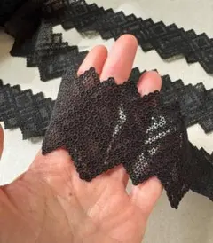 ＜6.8m＞波型　ケミカルレース　幅5.5cm　黒