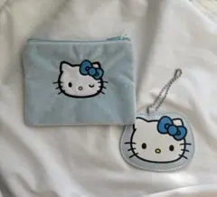 mini特別付録 みずいろハローキティ ふわふわ刺繍ポーチ&ミラーチャーム